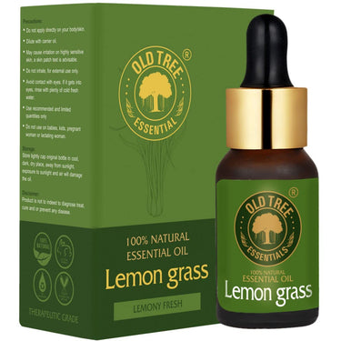 Old Tree Lemongrass Essential Oil (15ml) - for Skin, Hair Care, Insect Repellant, Home Fragrance and Aromatherapy - Pure and Natural Undiluted Oil with Glass Dropper